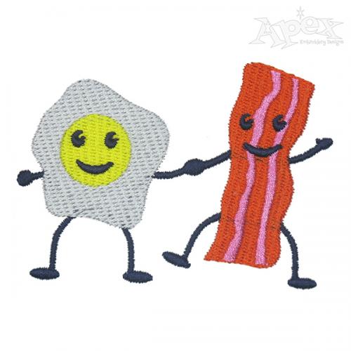 Breakfast Egg and Bacon Embroidery Design