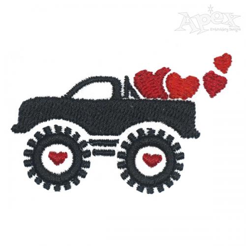 Valentine Monster Truck Embroidery Design
