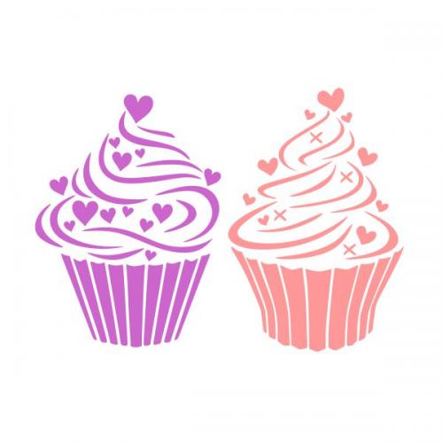 Cupcake Hearts SVG Cuttable Design