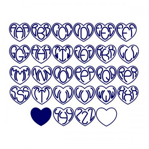 Round Heart Monogram SVG Cuttable Font
