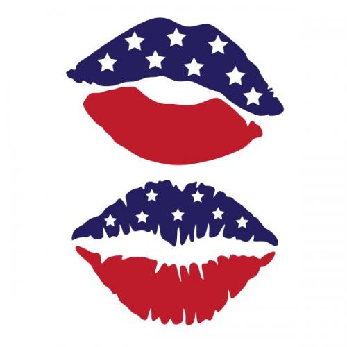 US Flag Kiss Lips SVG Cuttable Design