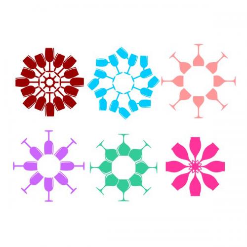 Wine Glass Circle Pattern SVG Cuttable Design