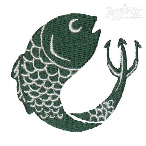 Trident Tail Fish Embroidery Design