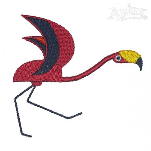 Running Flamingo Embroidery Design