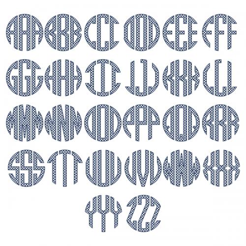 Checkerboard Circle Monogram SVG Cuttable Font