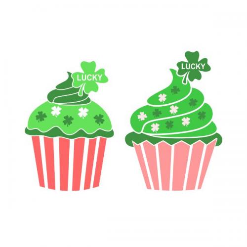 Lucky St. Patrick's Day Cupcake SVG Cuttable Design