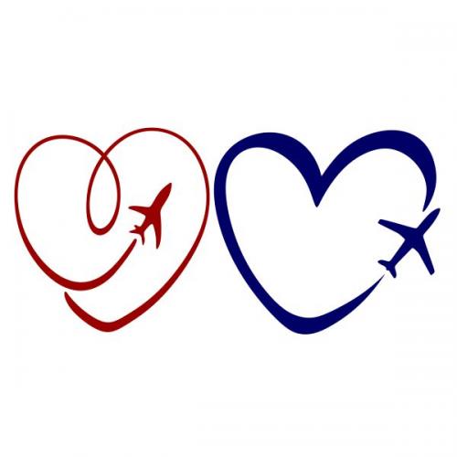 Airplane Heart Travel Love SVG Cuttable Design