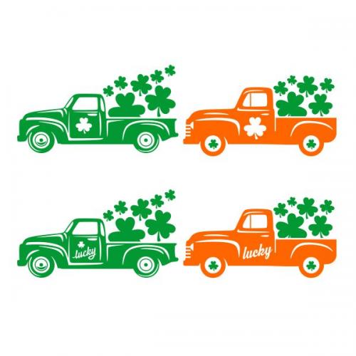 St Patrick's Day Shamrocks Lucky Truck SVG Cuttable Designs