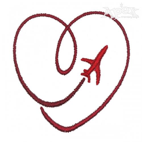 Love Travel Airplane Embroidery Design
