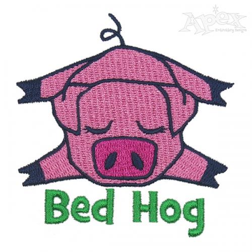 Bed Hog Pig Embroidery Design