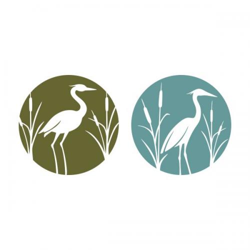 Heron with Cattails SVG Cuttable Design