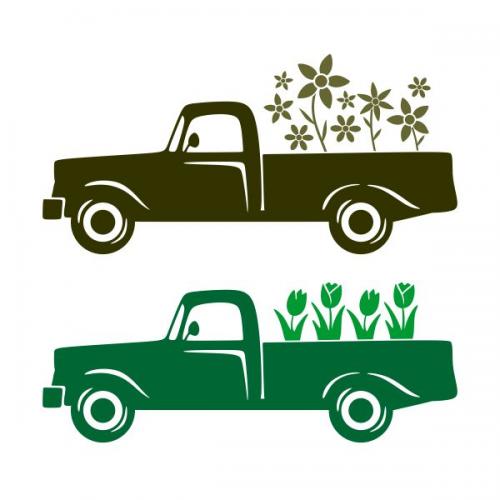 Spring Flowers Farm Truck SVG Cuttable Design