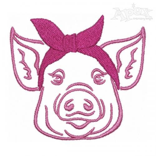 Bandana Pig Embroidery Design