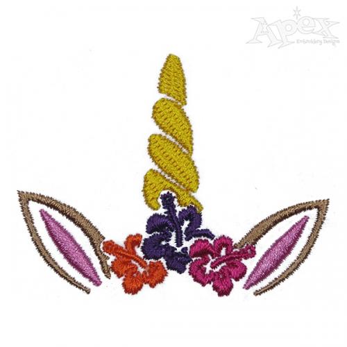 Unicorn Crown Flower Wreath Embroidery Design