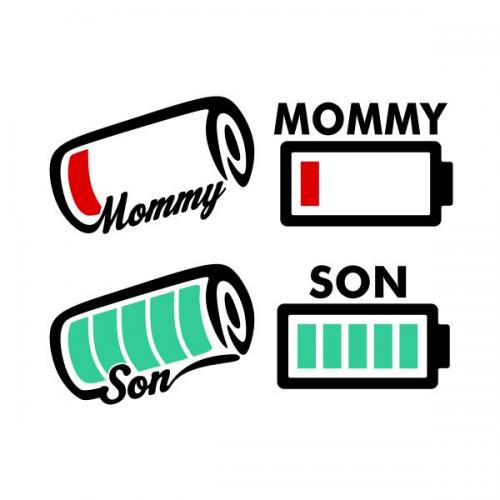 Mommy and Son Battery Status SVG Cuttable Design