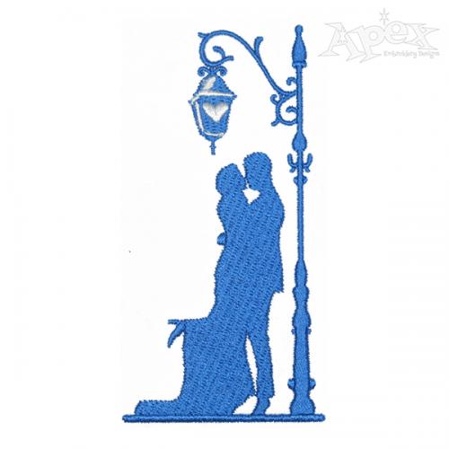Street Lamp Wedding Couple Embroidery Design