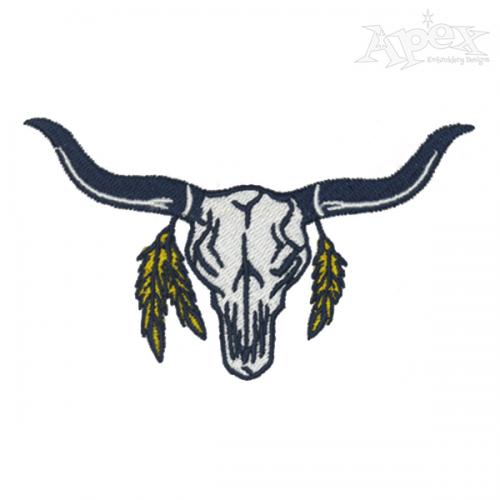 Longhorn Bull Head Embroidery Design