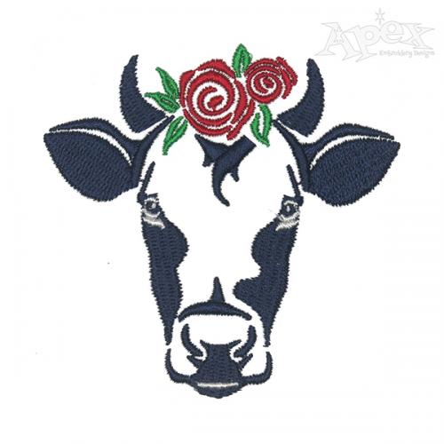 Flower Cow Embroidery Design
