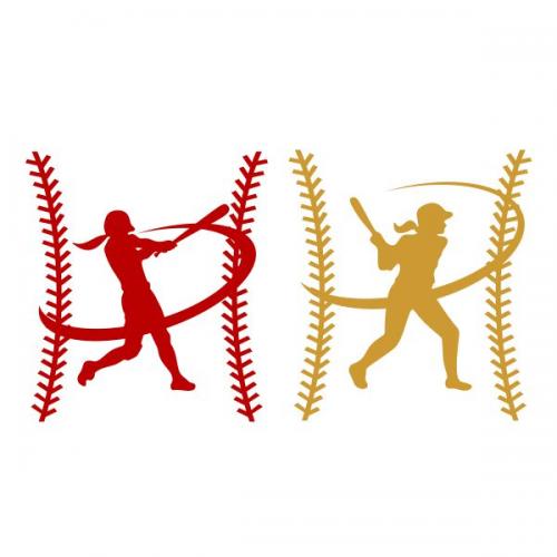 Girl Batter Baseball Softball SVG Cuttable Design