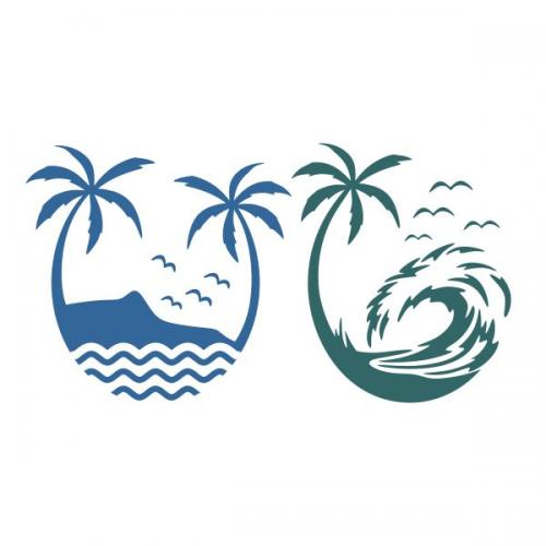 Summer Wave Palm Beach SVG Cuttable Design