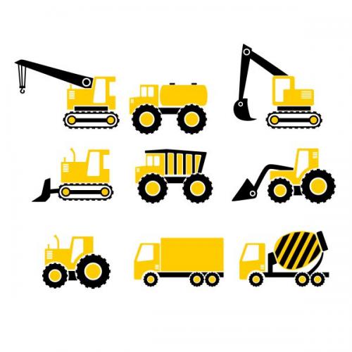 Construction Vehicles Pack SVG Cuttable Design