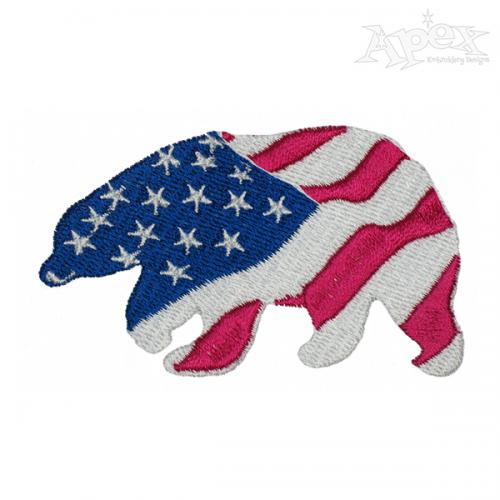 Patriotic USA Flag Polar Bear Embroidery Design