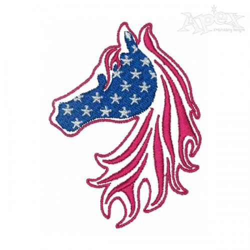 USA Flag Horse Embroidery Design