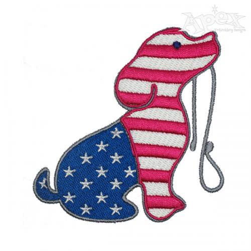 Patriotic USA Flag Puppy Embroidery Design