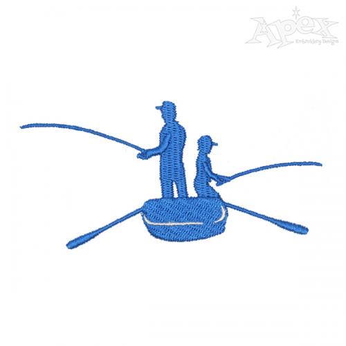 Father and Kid Fishing Embroidery Design