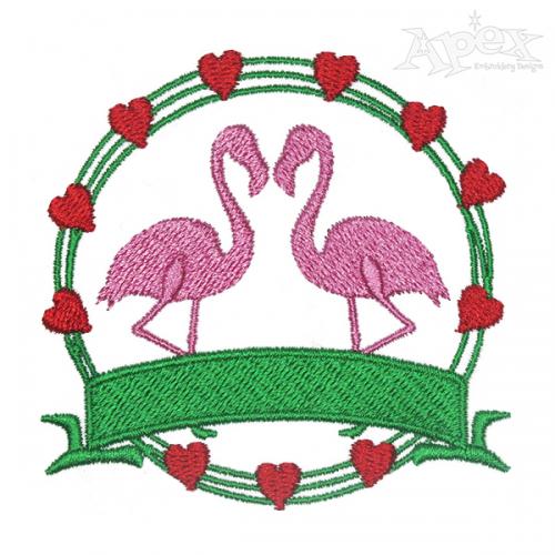 Couple Flamingo Banner Embroidery Design