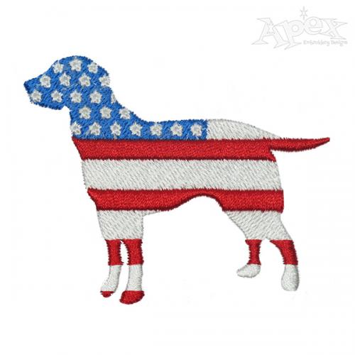USA Flag Patriotic Dog Embroidery Design