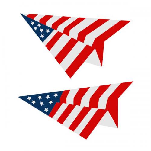 US Flag Paper Plane SVG Cuttable Design