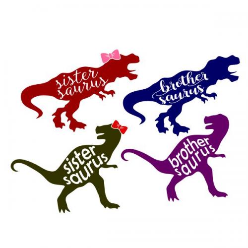 Brother Sister Saurus Dinosaur SVG Cuttable Design