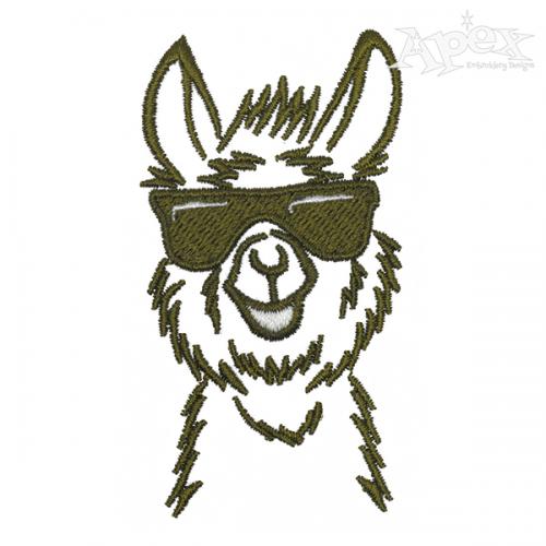 Funny Cool Llama Embroidery Design