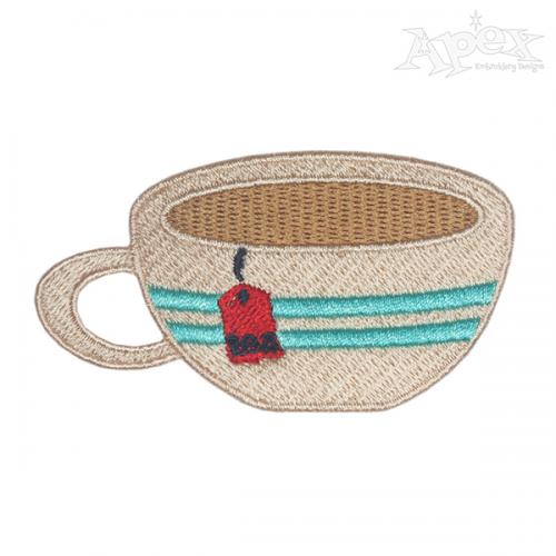 Tea Cup Embroidery Design
