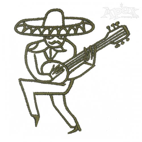 Mexican Guitarist Embroidery Design