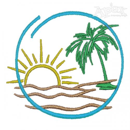 Sunny Palm Beach Embroidery Design
