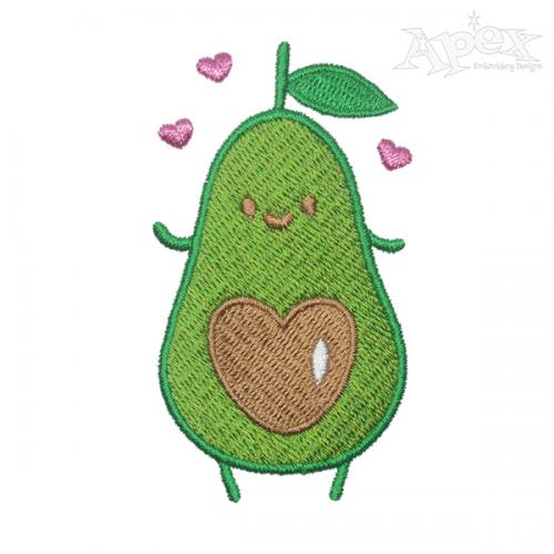 Cute Avocado Embroidery Design