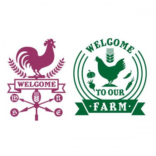 Welcome to Our Farm Weather Vane Rooster SVG Cuttable Design