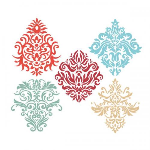 Floral Damask Pattern SVG Cuttable Design