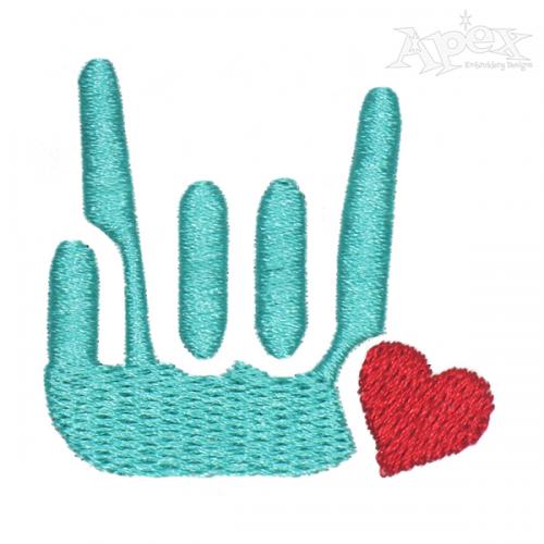 Hand Sign of the Horns Embroidery Design