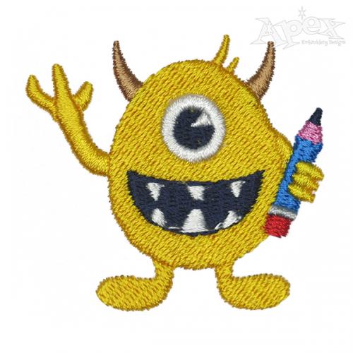 School Monster Embroidery Design