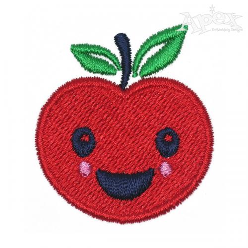 Smiling Apple Embroidery Design