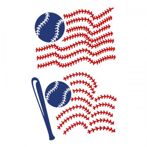 Baseball USA Flag SVG Cuttable Design