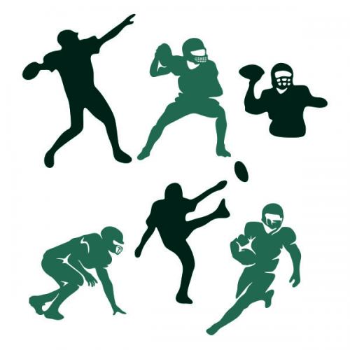 Football Players Silhouette SVG Cuttable Designs