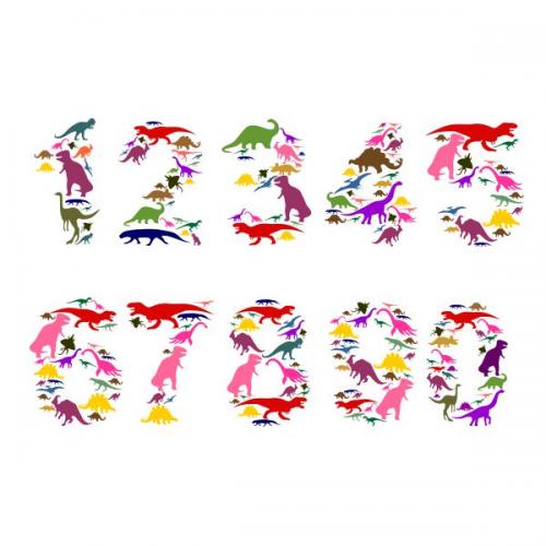 Dinosaurs Dino Numbers SVG Cuttable Font