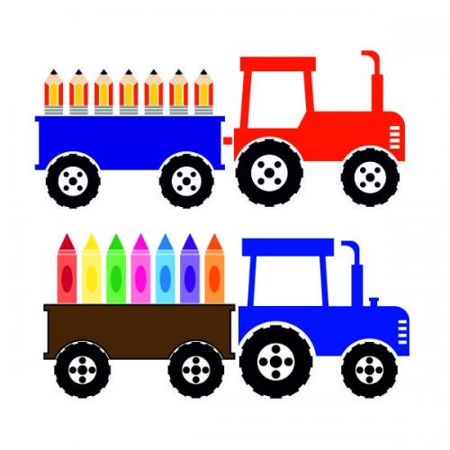 Pencils Crayons Tractor SVG Cuttable Design