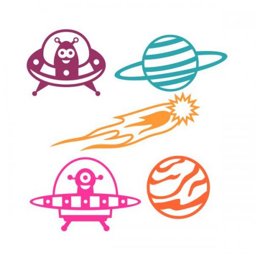 Space UFO Planet SVG Cutttable Design