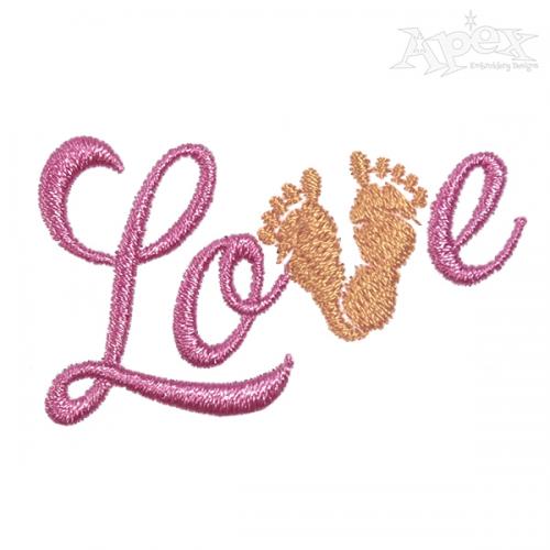 New Born Baby Feet Love Embroidery Design