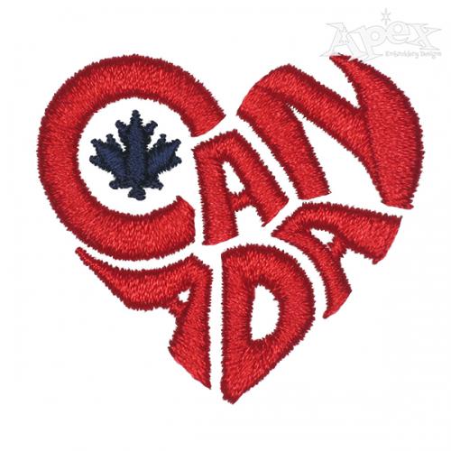 Canada Heart Embroidery Design